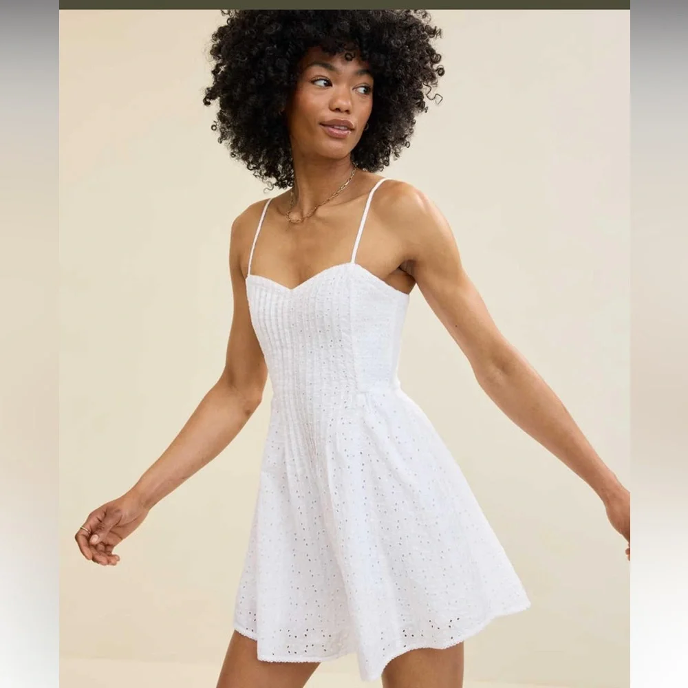 Aerie White eyelet Mini Dress - Picture 2 of 8